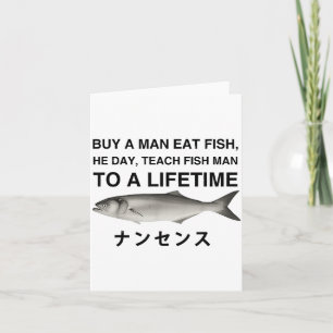 Cartão Comprar Um Homem Comer Peixe Ele Dia Ensinar Peixe
