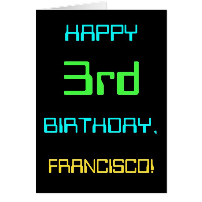 Cartão Computação digital divertida - aniversário de 3 an (Frente)