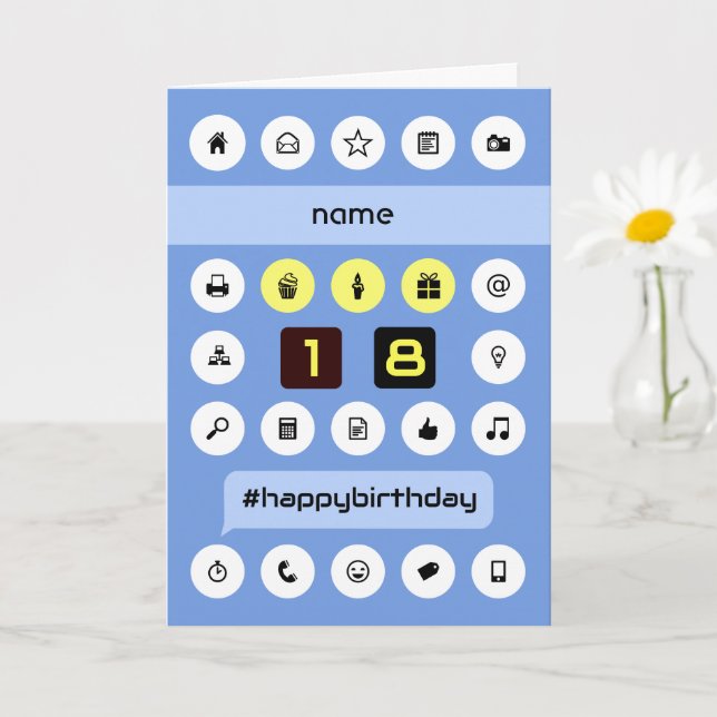 Cartão computação personalizada de nome de adição de 18 a (Planta pequena)