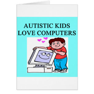 Cartão computadores autísticos do amor dos miúdos do
