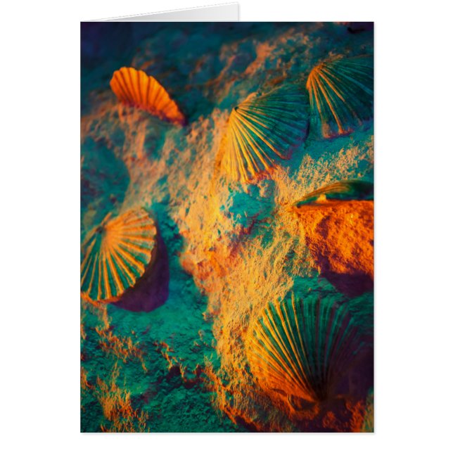 Cartão Conchas Coloridas e Areia na Feia (Frente)