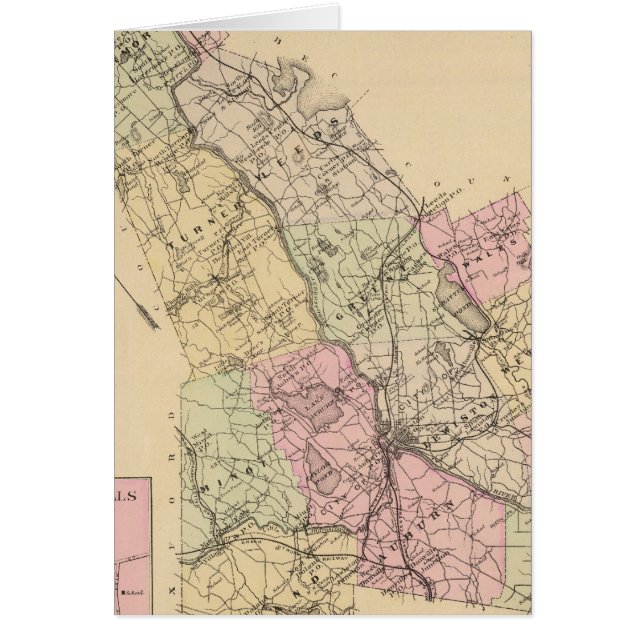 Cartão Condado de Androscoggin, Mapa do Maine (Frente)