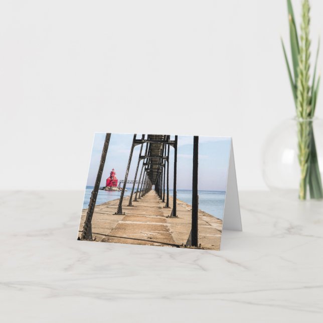 Cartão Condado de Sturgeon Bay Wisconsin Lighthouse Port (Frente)