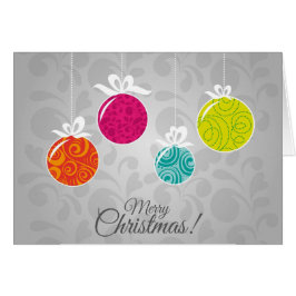 Cartão Condecorações bonitas e coloridas de Natal