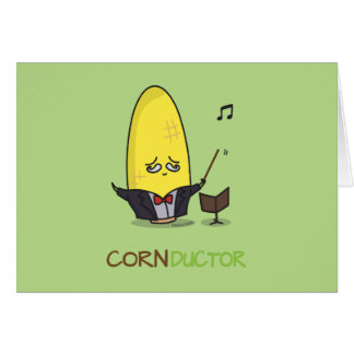 Cartão Condutor bonito do milho dos desenhos animados de