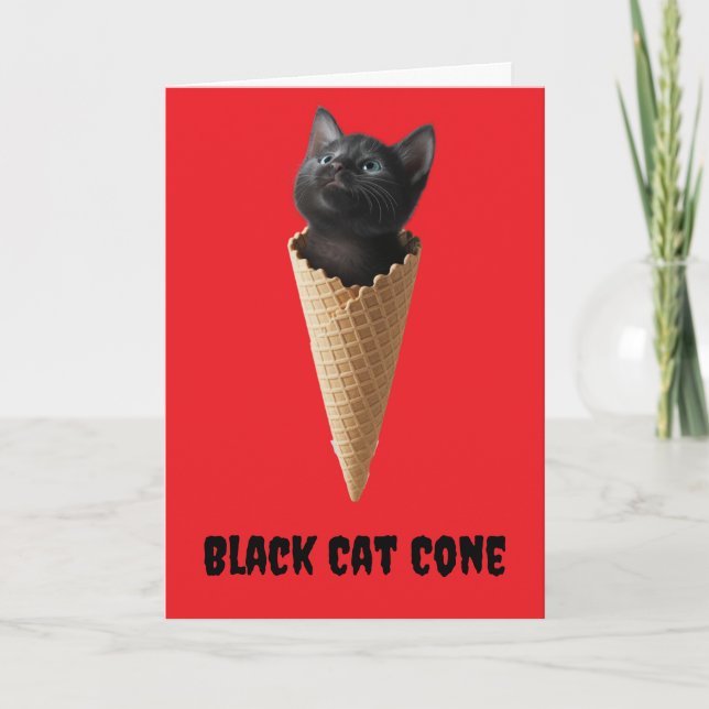Cartão Cone de Gato Negro (Frente)