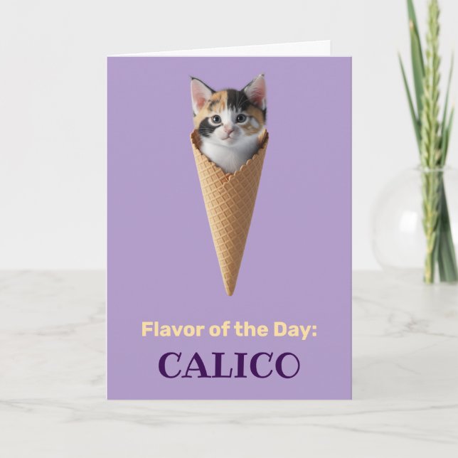 Cartão Cone de Gato Tricolor (Frente)