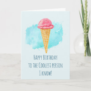 Cartão Cone de Sorvete Pessoa Mais Legal Feliz Aniversári