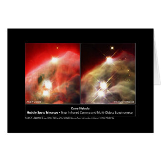 Cartão Cone Nebula NGC 2264 Hubble Visível vs. Infraverme
