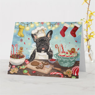 Cartão Confeitaria de Natal do Bulldog Francês: Natal Fes