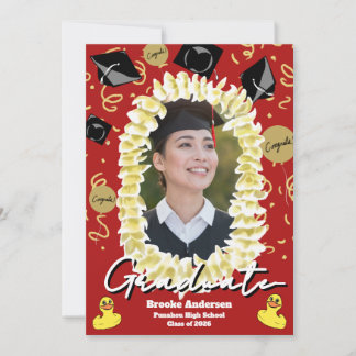 Cartão Confete de Lei de Plumeria para Formatura Havaiana