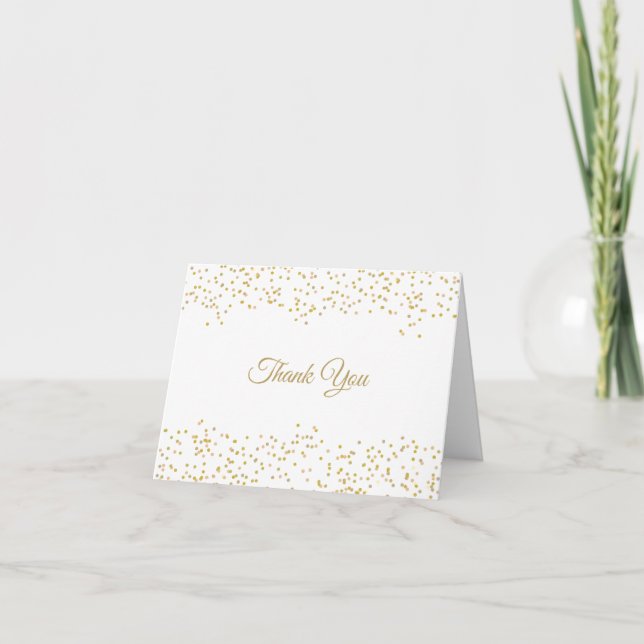 Cartão Confete de Pó de Ouro Script Elegante Obrigado (Frente)