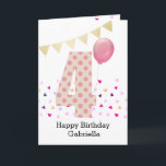 Cartão Confetti Pink Bolinhas 4º Aniversário<br><div class="desc">Um cartão de aniversário colorido cor-de-rosa para as raparigas, que podem personalizar com o nome dela. A frente deste cartão de aniversário colorido do 4º aniversário para ela apresenta o número quatro em uma bolinhas cor-de-rosa com um balão cor-de-rosa pronto para flutuar.O fundo tem um confetti colorido e um banner...</div>