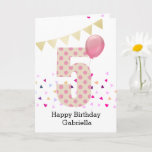Cartão Confetti Pink Polka Dot 5th Birthday<br><div class="desc">A colorful pink 5th birthday card for girls, which you can personalize with her name. The front of this colorful 5th birthday card for her features the number five in a pink polka dot with a pink balloon ready to float away.The background has some colorful confetti and a soft gold...</div>