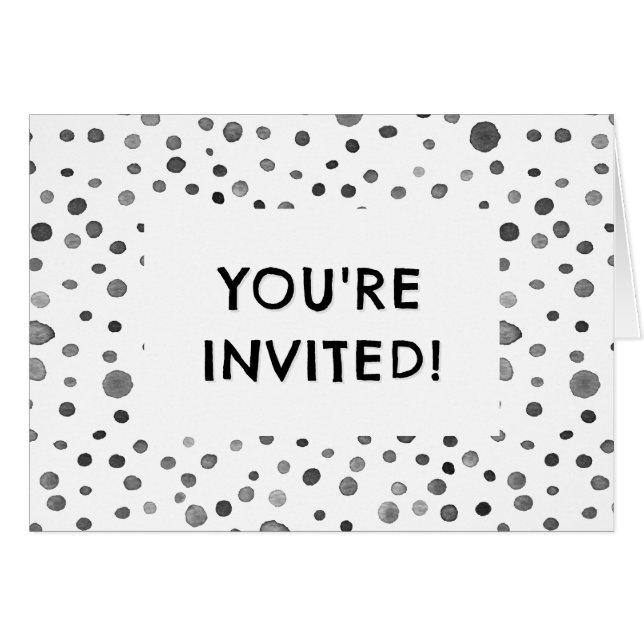 Cartão Confetti Watercolor Dots Aniversário do Carvão (Frente horizontal)