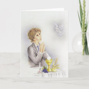 Cartão Confirmação do comunhão para meninos