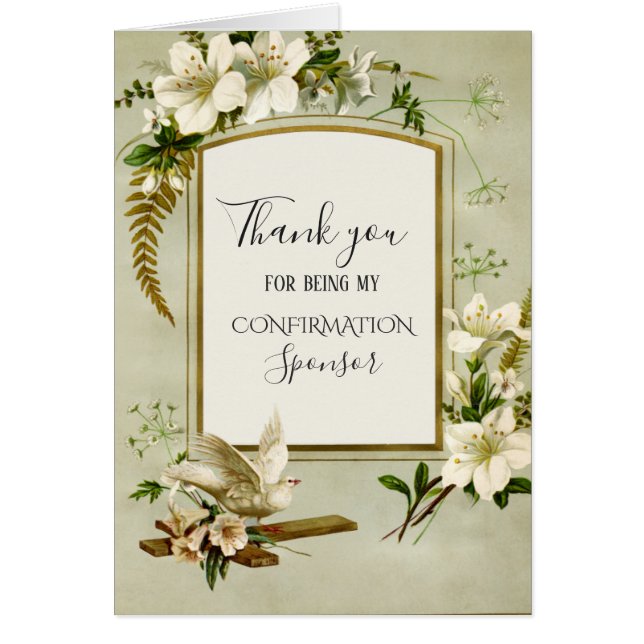 Cartão Confirmação do Espírito Santo Fez Cruz Religiosa (Frente)