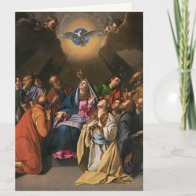 Cartão Confirmação Espírito Santo Virgem Maria Apóstolos (Sacrament of Confirmation Descent of the Holy Spirit on the Apostles and Blessed Virgin Mary Card)