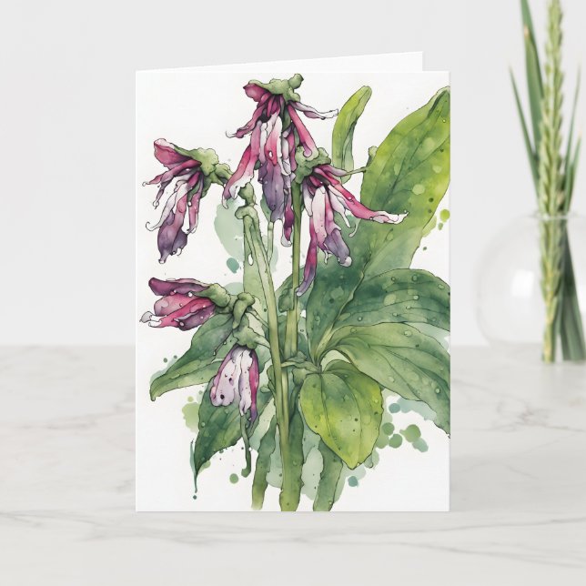 Cartão Confrei - Flores em aquarela (Frente)