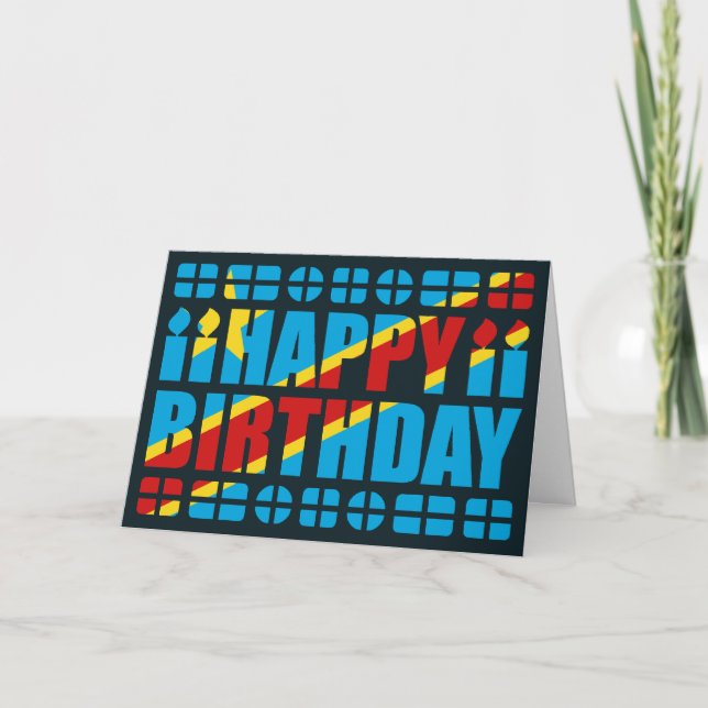 Cartão Congo-Kinshasa Flag Birthday Card (Frente)