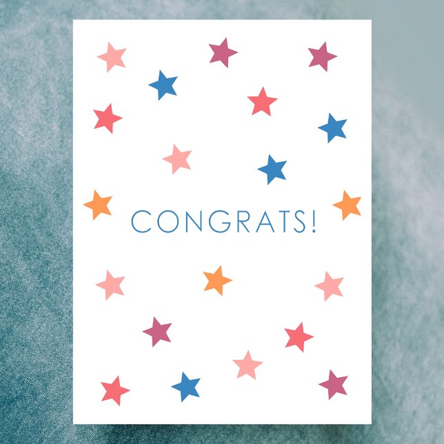 Cartão Congrats Colorido Estrelas em Branco (Criador carregado)