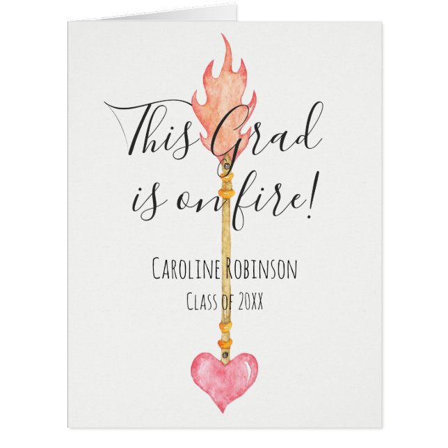 Cartão Congrats Grad Modern Elegant Pink Girly Heart  (Frente)