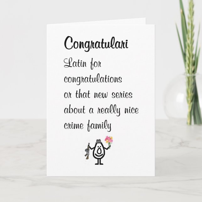 Cartão Congratulari Um Poema Divertido de Parabéns (Frente)