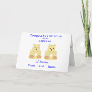 Cartão Congratulations Baptism Twins add names,message