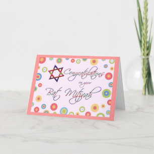 Cartão Congratulations/Bat Mitzvah-Colorful and Fun