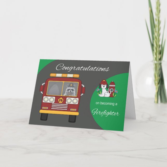 Cartão Congratulations becoming Firefighter Greeting Card (Frente)