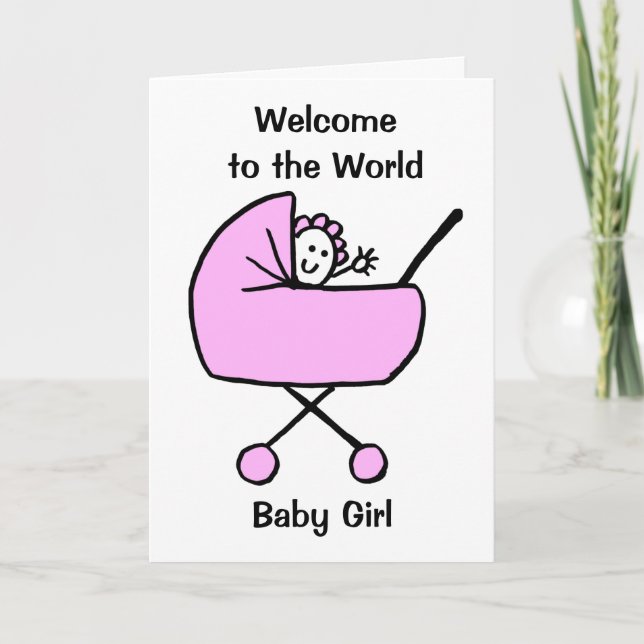 Cartão Congratulations Birth Baby Girl Pink (Frente)