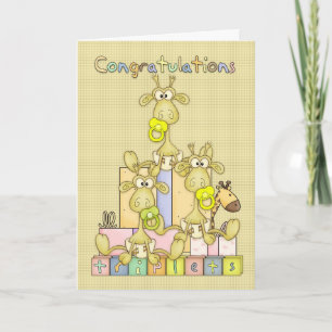 Cartão Congratulations Birth Of Triplets Greeting Card