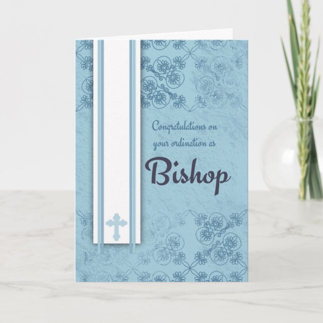 Cartão Congratulations Bishop Ordination In Blue (Frente)