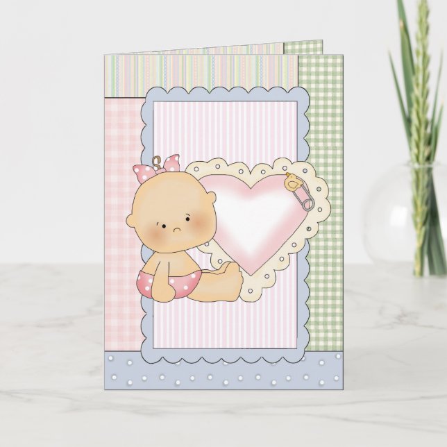 Cartão Congratulations Card: Baby Girl With Heart (Frente)
