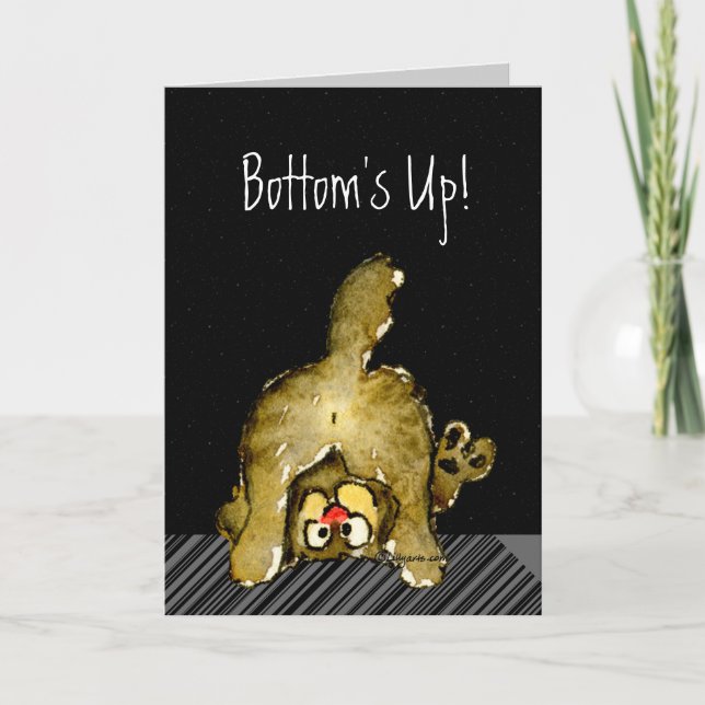 Cartão Congratulations Cat Bottoms Up Black Card (Frente)