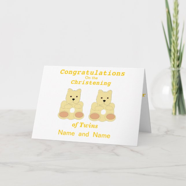 Cartão Congratulations Christening Twins add names (Frente)
