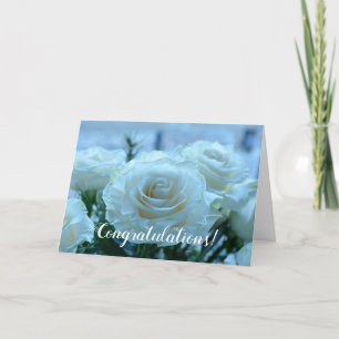 Cartão Congratulations Custom White Roses Wedding Card