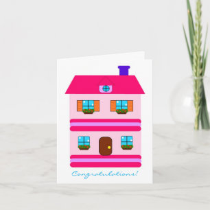 Cartão Congratulations! Cute Pink New Home Housewarming