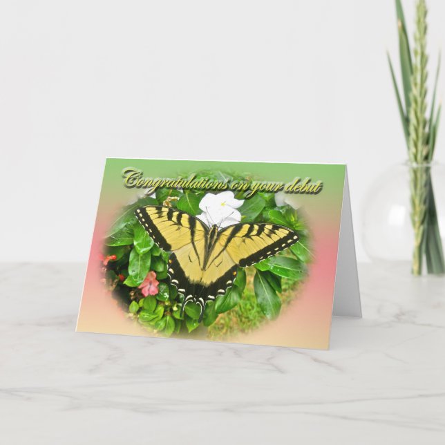 Cartão Congratulations Debut Swallowtail Butterfly Items (Frente)