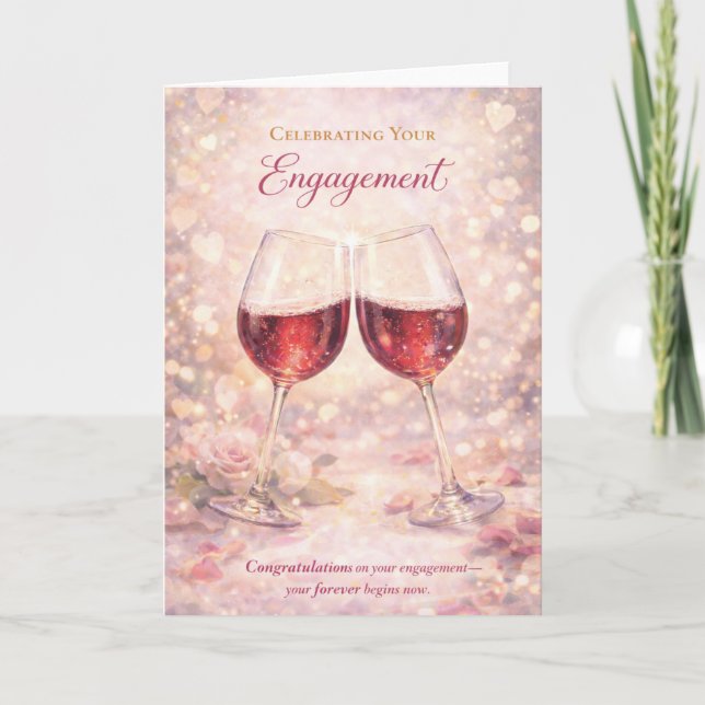 Cartão Congratulations Engagement Card - Wine Glasses (Frente)