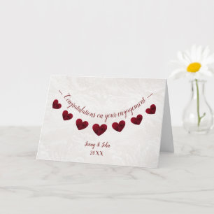 Cartão Congratulations engagement red rose heart bunting