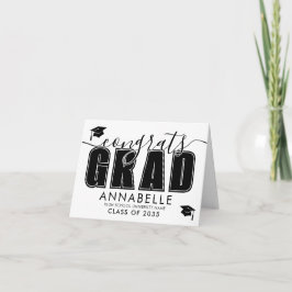 Cartão Congratulations Grad Black White Graduation