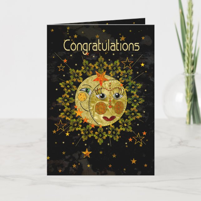 Cartão Congratulations Graduate, SUN, MOON, STARS, (Frente)