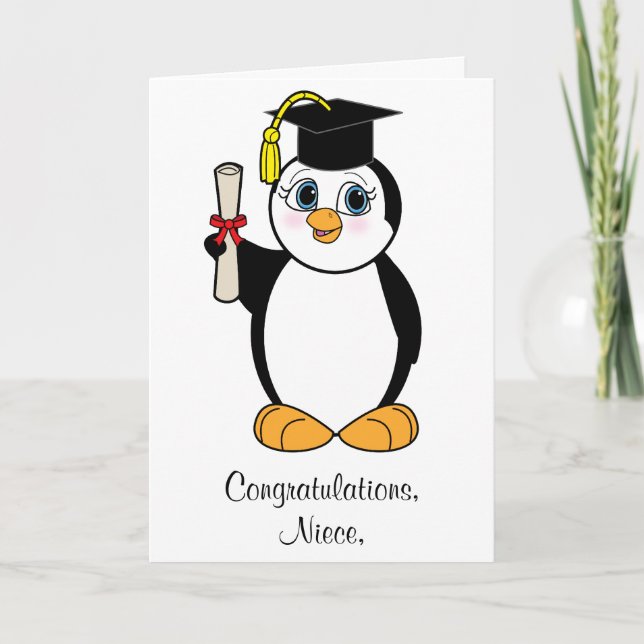 Cartão Congratulations Graduation Customizable Penguin (Frente)