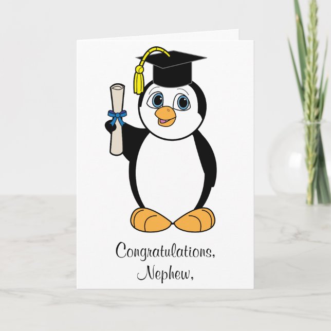 Cartão Congratulations Graduation Customizable Penguin (Frente)