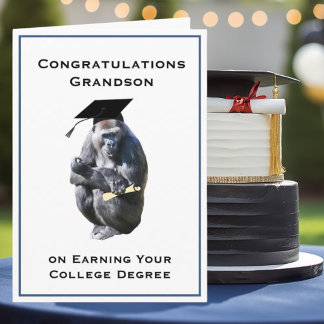 Cartão Congratulations Grandson  Degree Funny Gorilla