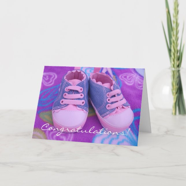 Cartão Congratulations! greeting cards Pink Baby Shoes (Frente)