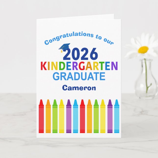 Cartão Congratulations Kindergarten Graduate Customizable (Planta pequena)