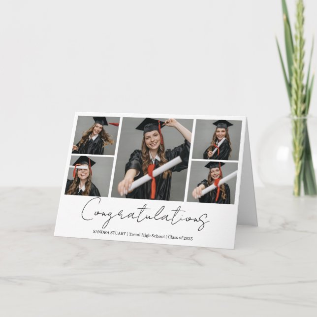 Cartão Congratulations Modern Photo Collage Graduate (Frente)