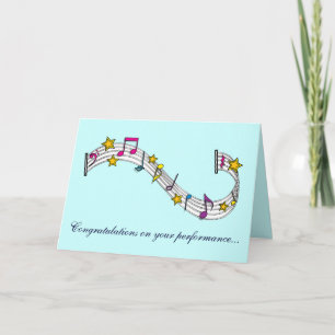 Cartão Congratulations Music Performance Notes and Stars